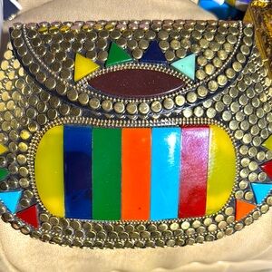 Ramla multi-color stone brass orange blue yellow and more Sz 0s